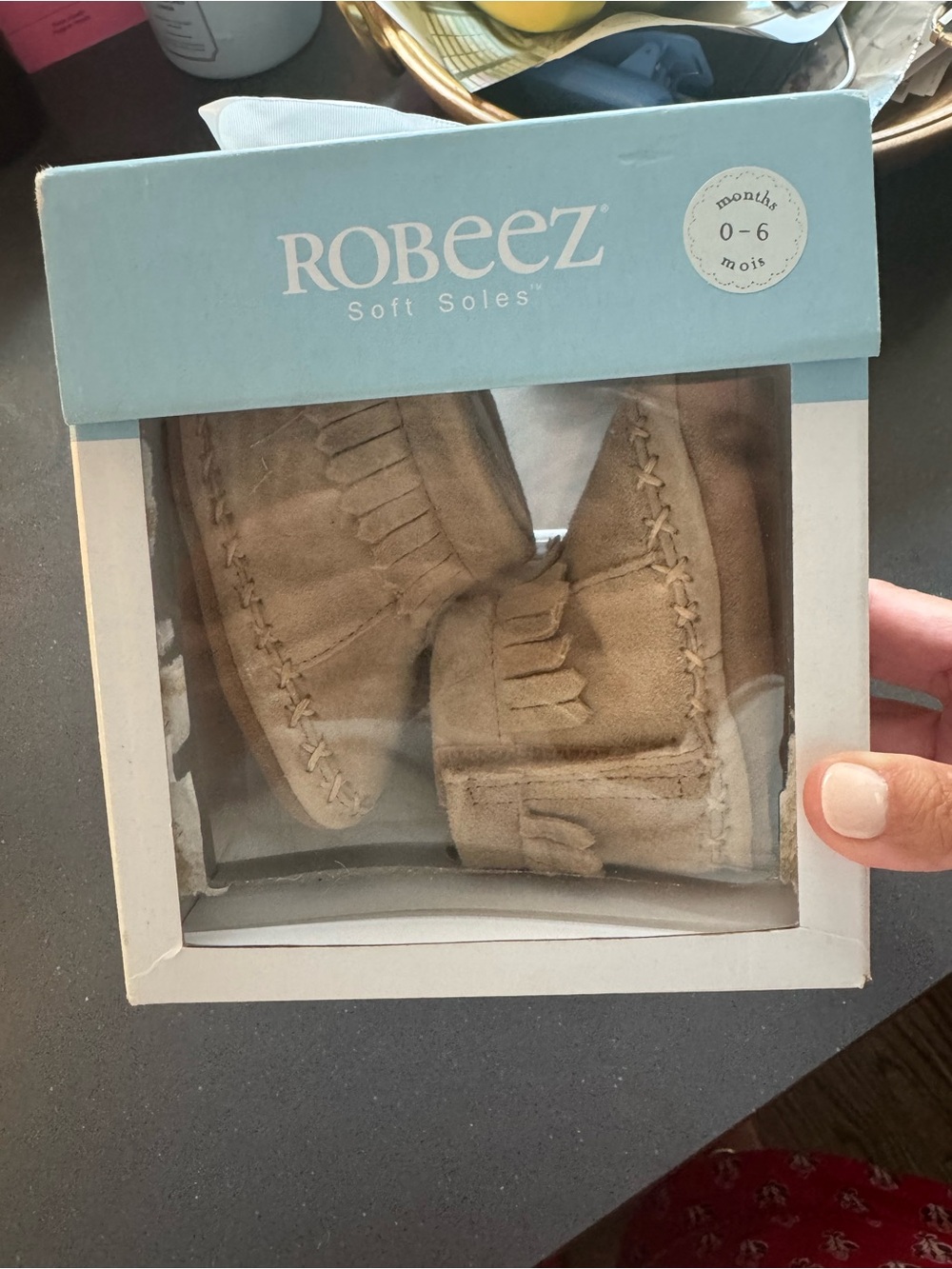 Robeez Baby Moccasins in Light Brown with Fringe